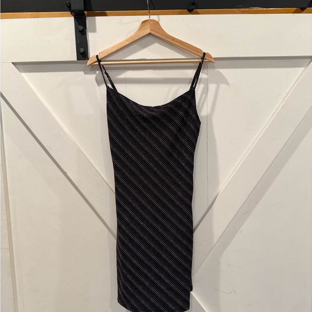 Chic Black Striped Mini Dress